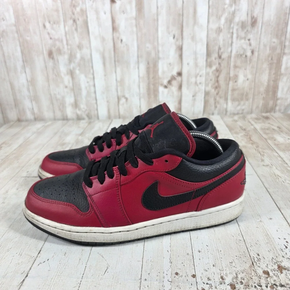Nike Air Jordan 1 Low Bred Toe Gym Red Black White 553558-605 Mens Size 9